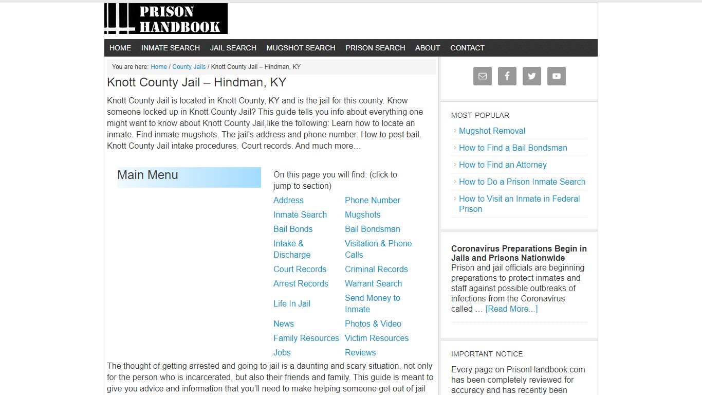 Knott County Jail – Hindman, KY - Prison Handbook