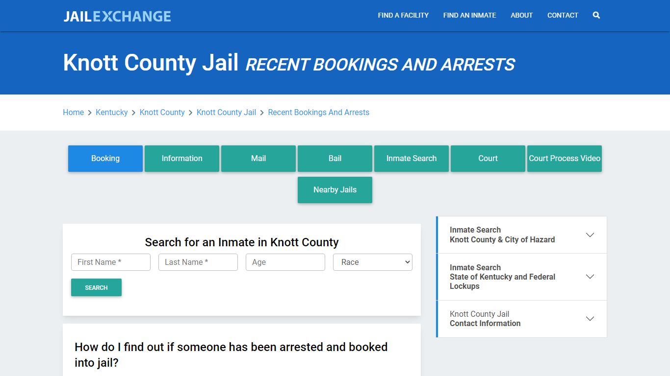 Knott County Jail Recent Bookings And Arrests - Jail Exchange