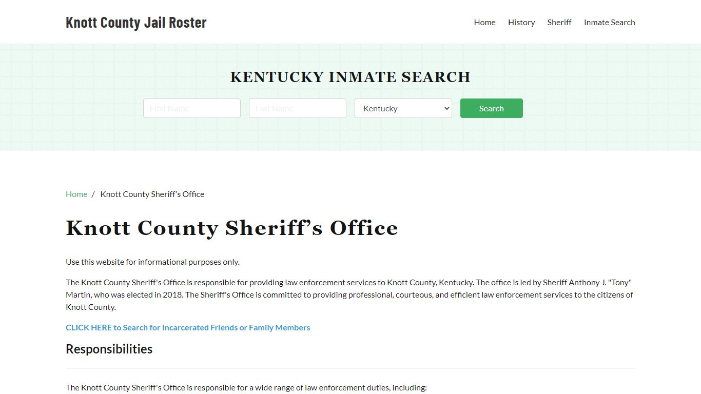 Knott County Sheriff Office, KY, Arrest Warrants Search